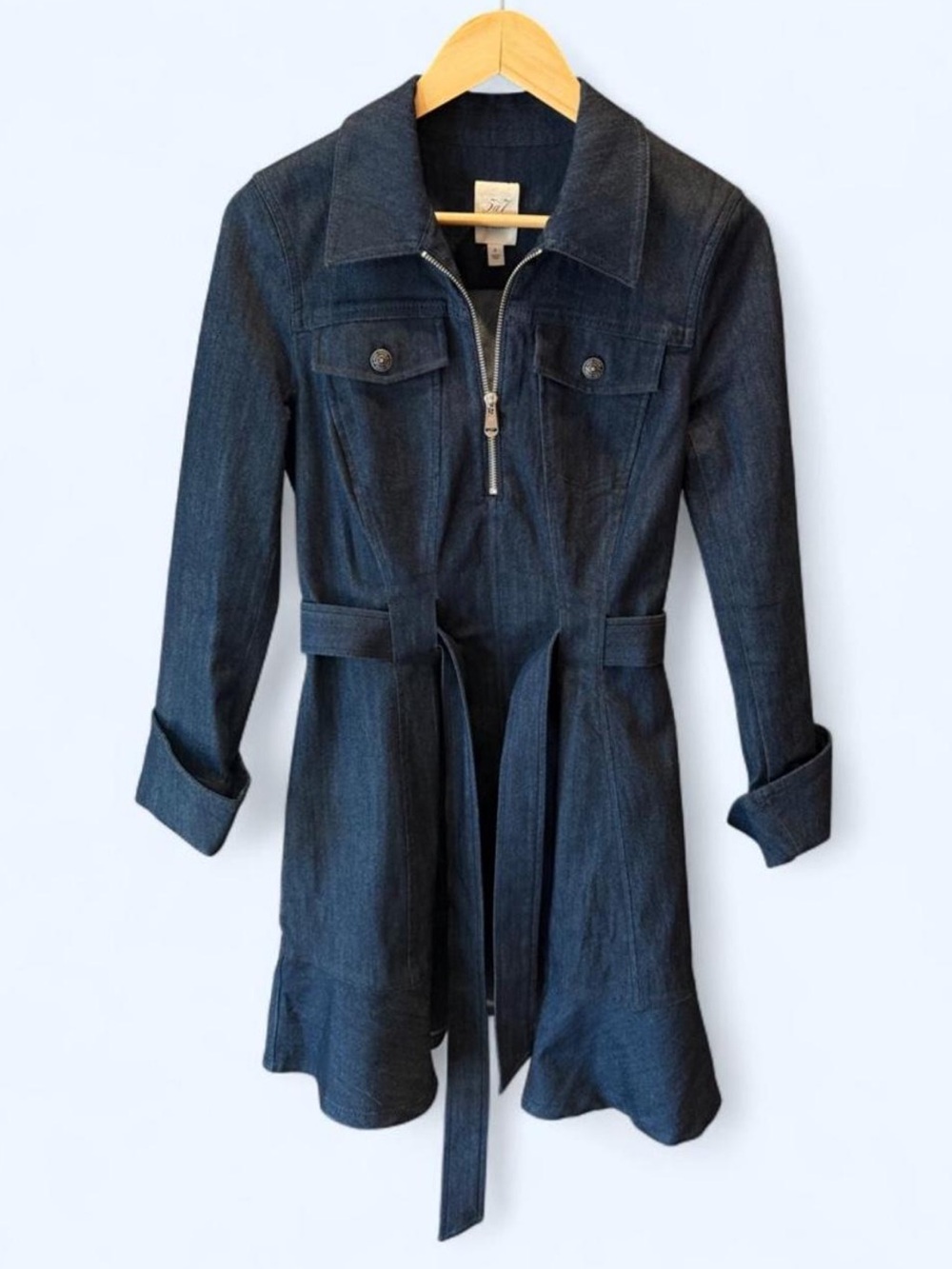 Cinq à Sept Dark Wash Denim Belted Dress